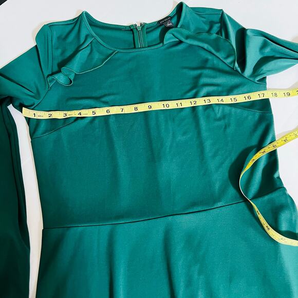 Ann Taylor Ruffle Long Sleeve Dress Size 6 Tall Hunter Green - Picture 6 of 8